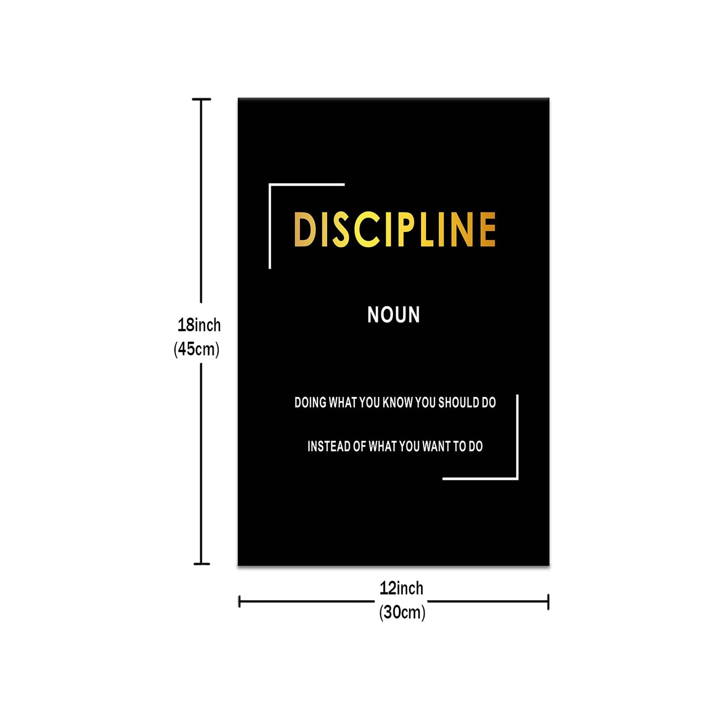 Motivational Canvas Wall Art Inspirational Entrepreneur Quotes Painting Print Discipline Noun Picture Poster Office Decor for Modern Home Gym Bedroom Living Room Artwork Ready to Hang [12''Wx18''H]