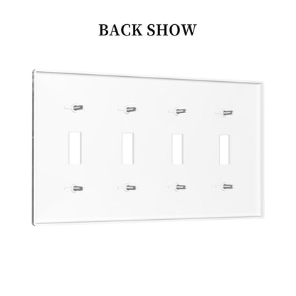 White Cat Tarot Moon Phases Moth Celestial Gothic Light Switch Covers Quad Toggle Electrical Faceplate 4 Gang Wall Plate Decorative Switch Plates Cover for Kids Room Bedroom Decor