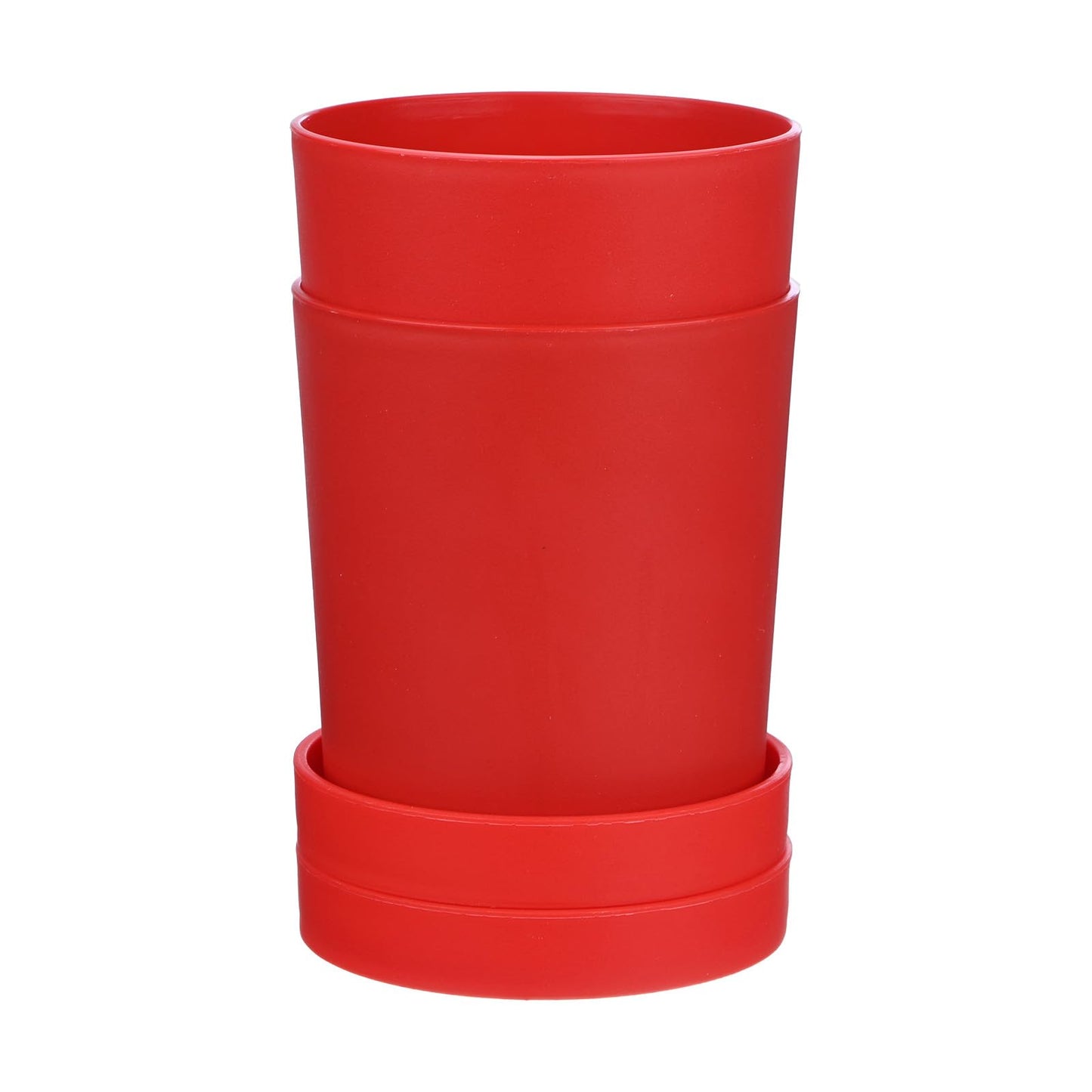 M METERXITY 2-Pack Plant Pots, 4.5 Inch Plastic Flower Pots with Drainage Holes for Cactus/Succulents Pot/Small Plants/Home/Garden, Planters for Indoor Plants [Red]