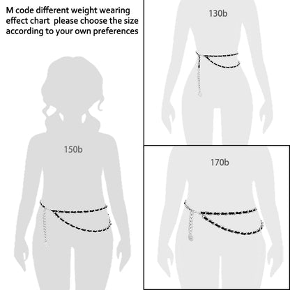 HIQUACC Leather Chain Belts for Women Girls, Layered Body Chain Belts Metal Waist Chain for Dress Vest Jeans