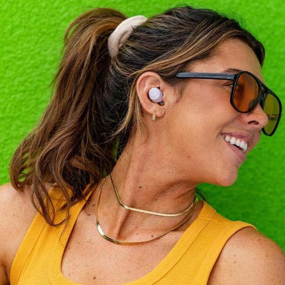 JLab Go Air Pop True Wireless Earbuds, in Ear Headphones, Bluetooth Earphones, Ear Buds with 32H Playtime, Bluetooth Earbuds with Microphone, USB Charging Case, Dual Connect, EQ3 Sound, Lilac