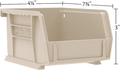 Akro-Mils 30220 AkroBins Plastic Storage Bins, Space-Saving Stackable Bins for Garage, Pantry, Craft Organization, 7" x 4" x 3", Blue, 24-Pack