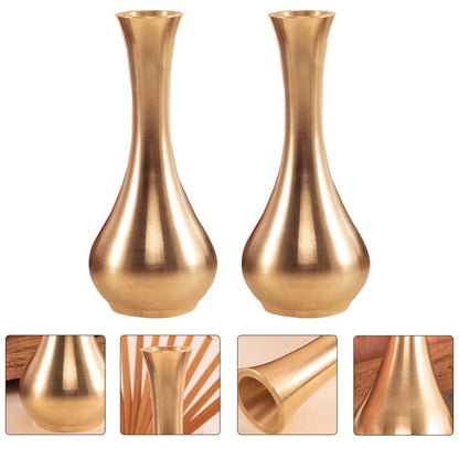 Happyyami 2pcs Vase Home Decoration Plants Decor Terrarium Glass Containers Flower Container Pot Wok Office Decor Metal Flower Holder Copper Dried Flowers Dried Flower Stand