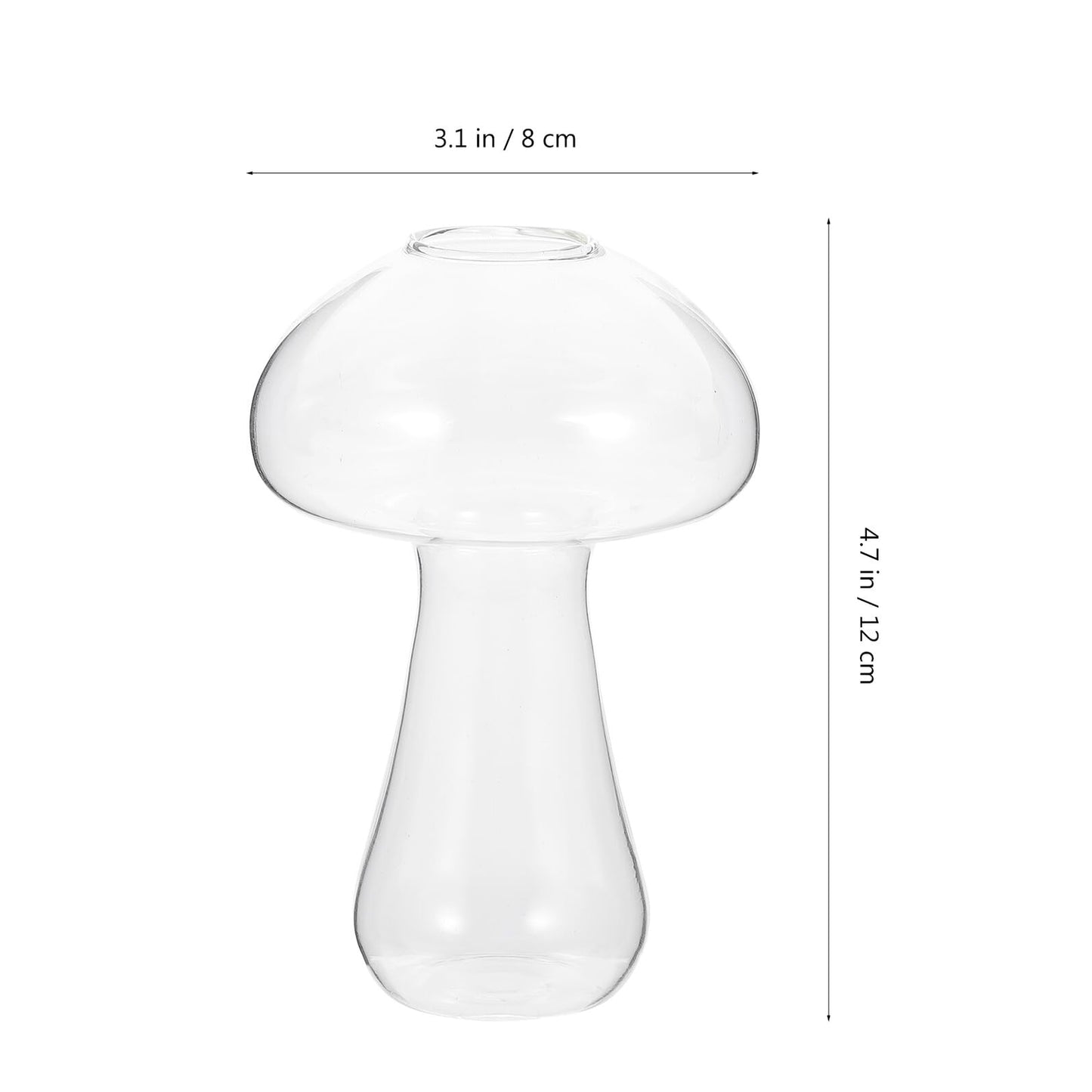 Healvian Mushroom Glass Vase 12x8cm Decorative Floral Vase Ornament for Hydroponic Plants Indoor Home Décor Flower Planter Terrarium Container
