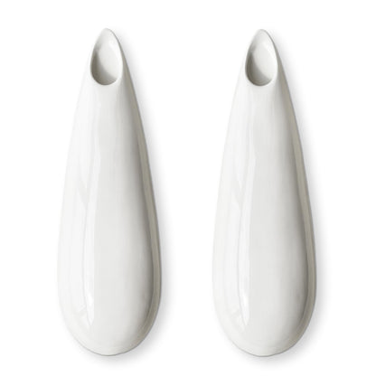 2 Pack White Ceramic Wall Vases,11.8 Inch Wall Hanging Plant Holder,Cubicle Modern Decor Plant Holder Vase for Indoor Plants, Hanging Propagation Flower Pots for Air Vases