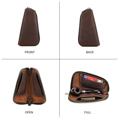 CONTACTS Small Pipe Tobacco Pouch Leather Smoking Pipe Storage Organizer Portable Accessories Lighter Holder Zipper Tobacco Pipes Travel Box