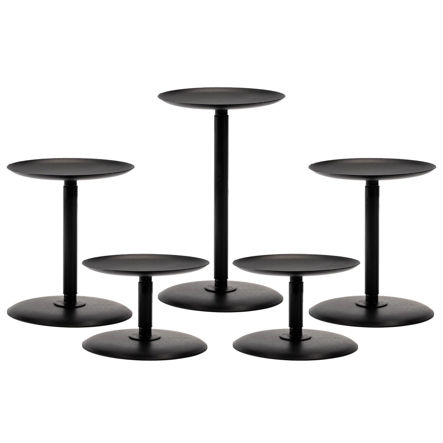 Homemory Christmas Metal Fall Candle Holders Stands for Pillar Candles Set of 5, Candleholder Sets for Table Centerpiece Fireplace (5, Black)
