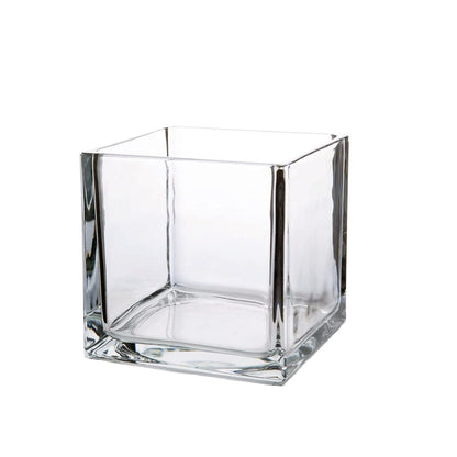 WGV Cube Glass Vase, Candle Holder, 4"x4"x4", Utility, Clear Elegant Floral Accent Container Planter Terrarium Storage for Wedding Party Ceremony Event Office Home Decor, 1 Piece
