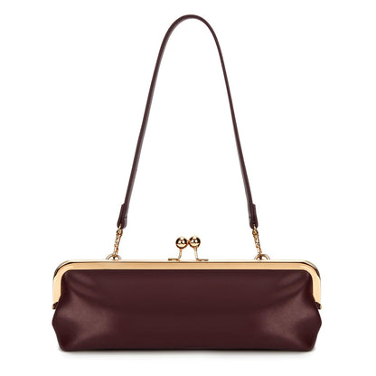 CATSEA Women's Kiss Lock Shoulder Bag, Classic Small PU Purse with Gold Tone Frame, Underarm Bag for Party, Date, Evening (Red)