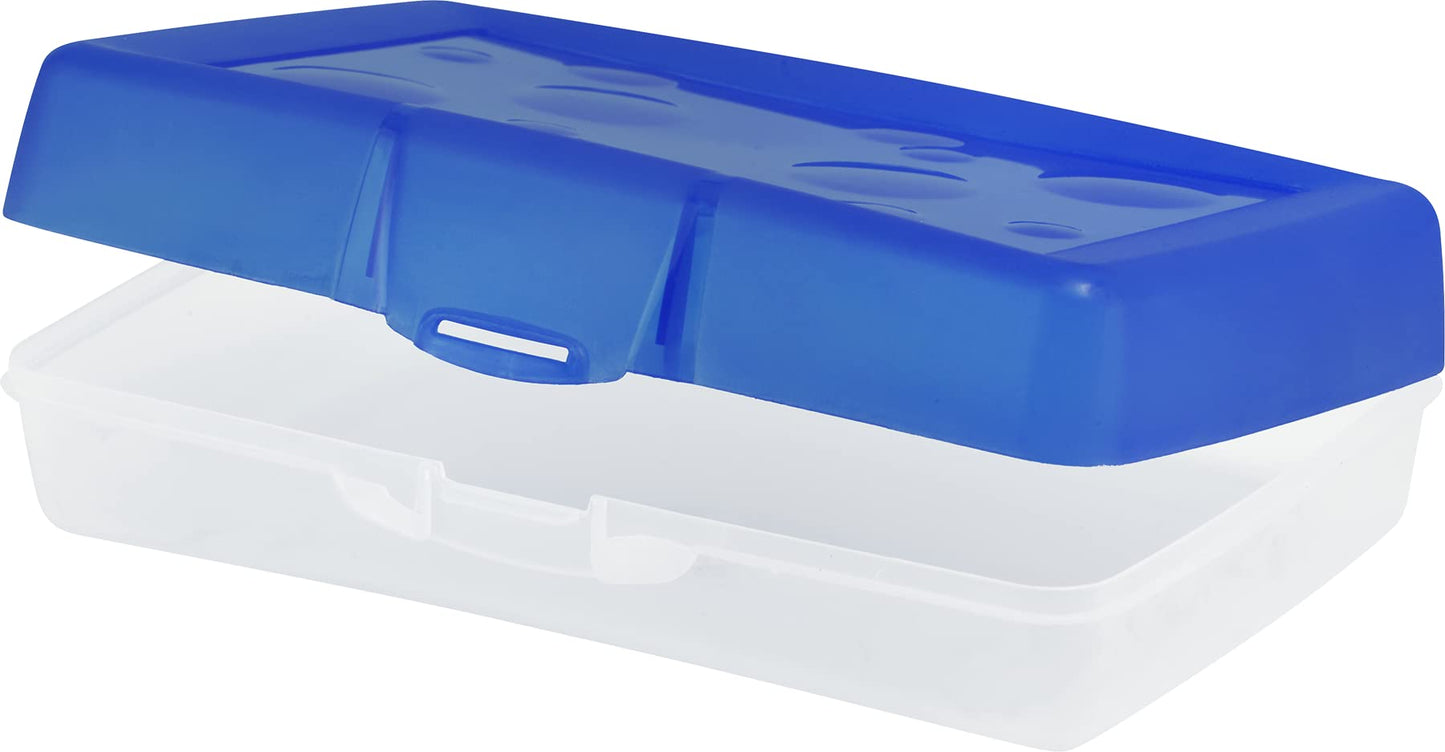 Storex Pencil Case, 8.38 x 5.63 x 2.5 Inches, Opaque Blue, Box of 12 (61623A12C)