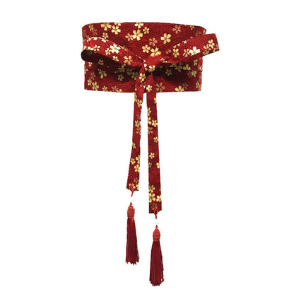 thefancypumpkin Japanese Yukata Kimono Obi With Tassel Belt Harajuku Waistband-V4