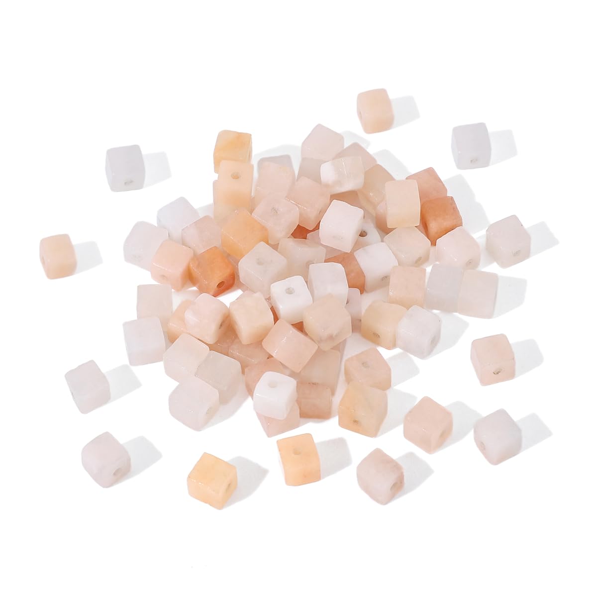 BEADIA Natural Pink Aventurine Square Stone Beads 4x4mm 85pcs Cube Loose Semi Gemstone Beads for Jewelry Making Design