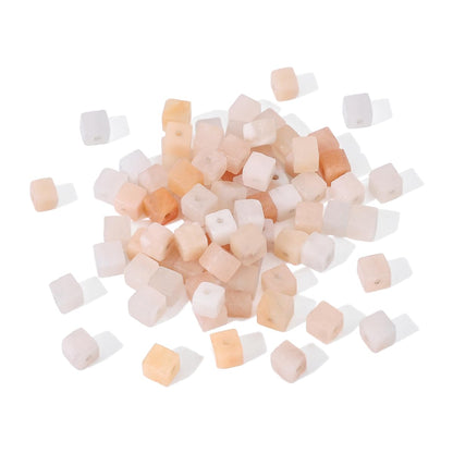 BEADIA Natural Pink Aventurine Square Stone Beads 4x4mm 85pcs Cube Loose Semi Gemstone Beads for Jewelry Making Design