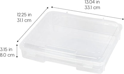 IRIS USA Board Game Storage Containers, 2-Pack |Made in USA| Organizers with Built-In Handle & Snap-Tight Lid for Puzzles, Scrapbook, and Fits 8.5" x 11" or A4 Papers, Thick - Clear