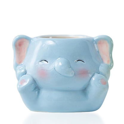 LLYSTTDS Ceramics Animals Succulent Planters Small Succulent Pots Cute Plant Pots Tabletop Decorations for Indoor Plants Home Office Garden Flower Pot Gifts for Plants Lover (Elephant)
