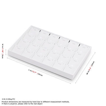 Oirlv Premium White Leather Stackable Jewelry Tray 24 Grid Jewelry Organizer Tray with Removable Inserts Cards Necklace Display Holder