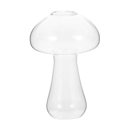 DECORNIJIA Mushroom Shaped Small Glass Vase 12x8cm, Hydroponic Terrarium Planter for Plants and Betta Fish, Glass Floral Decoration for Living Room and Home Décor