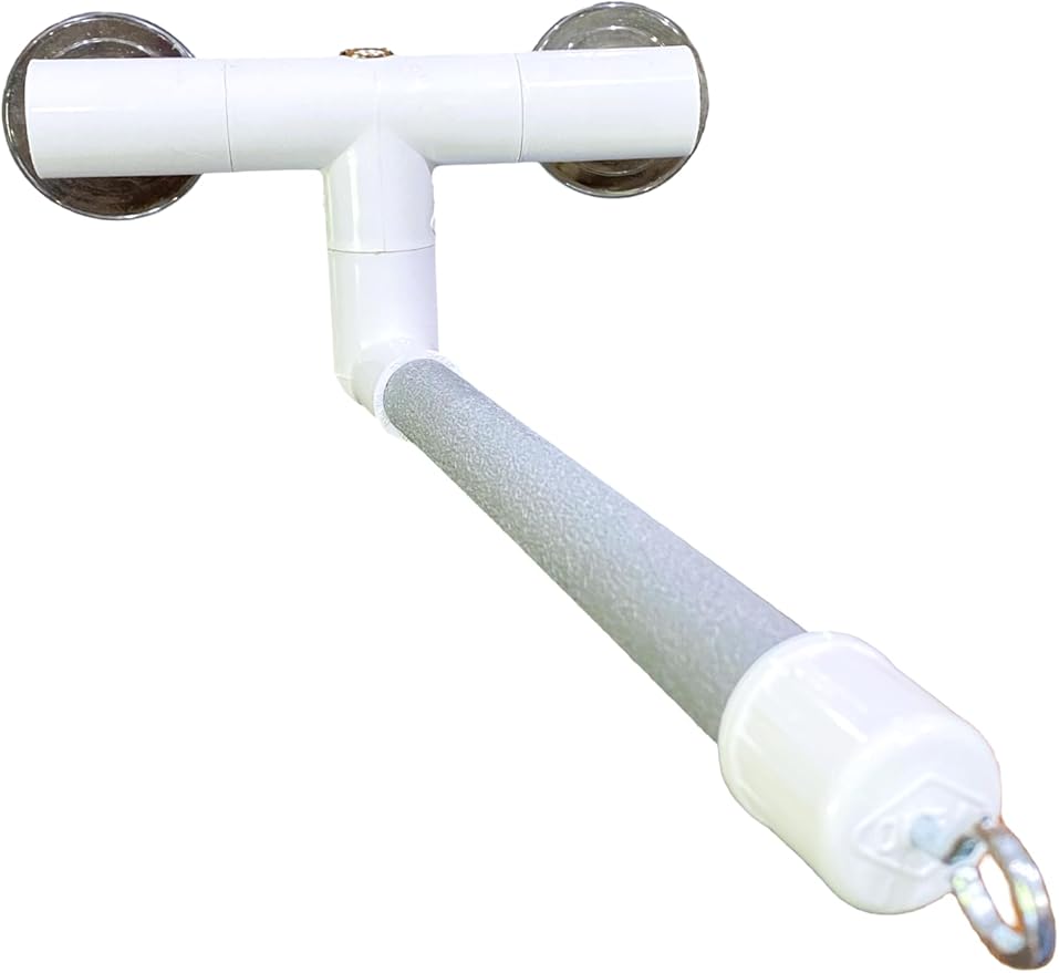 Polly's Portable Window-Shower Perch with Suction Cups for Cockatiels, Macaws, African Greys (Deluxe, Small)