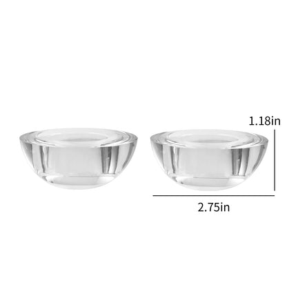 Kitcom Crystal Tealight Candle Holders for Tabletop Home Decor W2.8'' X H1.2'', Comes with Gifed Box(Pack of 2)