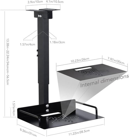 Drsn Universal Ceiling Mount with Tray, 11.4-22 inches Adjustable, No Hole Installation, Aluminum Alloy, in-Tube Cable Routing, Universal Ceiling Mount for Projector/Camera, Wall/Ceiling