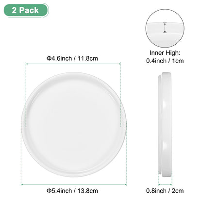 M METERXITY 2-Pack Ceramic Plant Saucer, 5.4 Inch OD Round Plant Saucers Flower Pot Saucers for Indoors/Outdoors Plant Pot, Ceramic Drain Tray [White]
