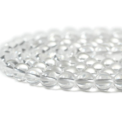 CHEAVIAN 45PCS 8mm Natural Clear White Crystal Quartz Round Loose Beads Crystal Energy Stone for Jewelry Making 1 Strand 15"