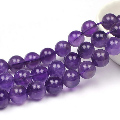 MJDCB 5A Natural South Africa Amethyst Gemstone Round Stone Beads for Jewelry Making DIY Bracelet Necklace (4mm)