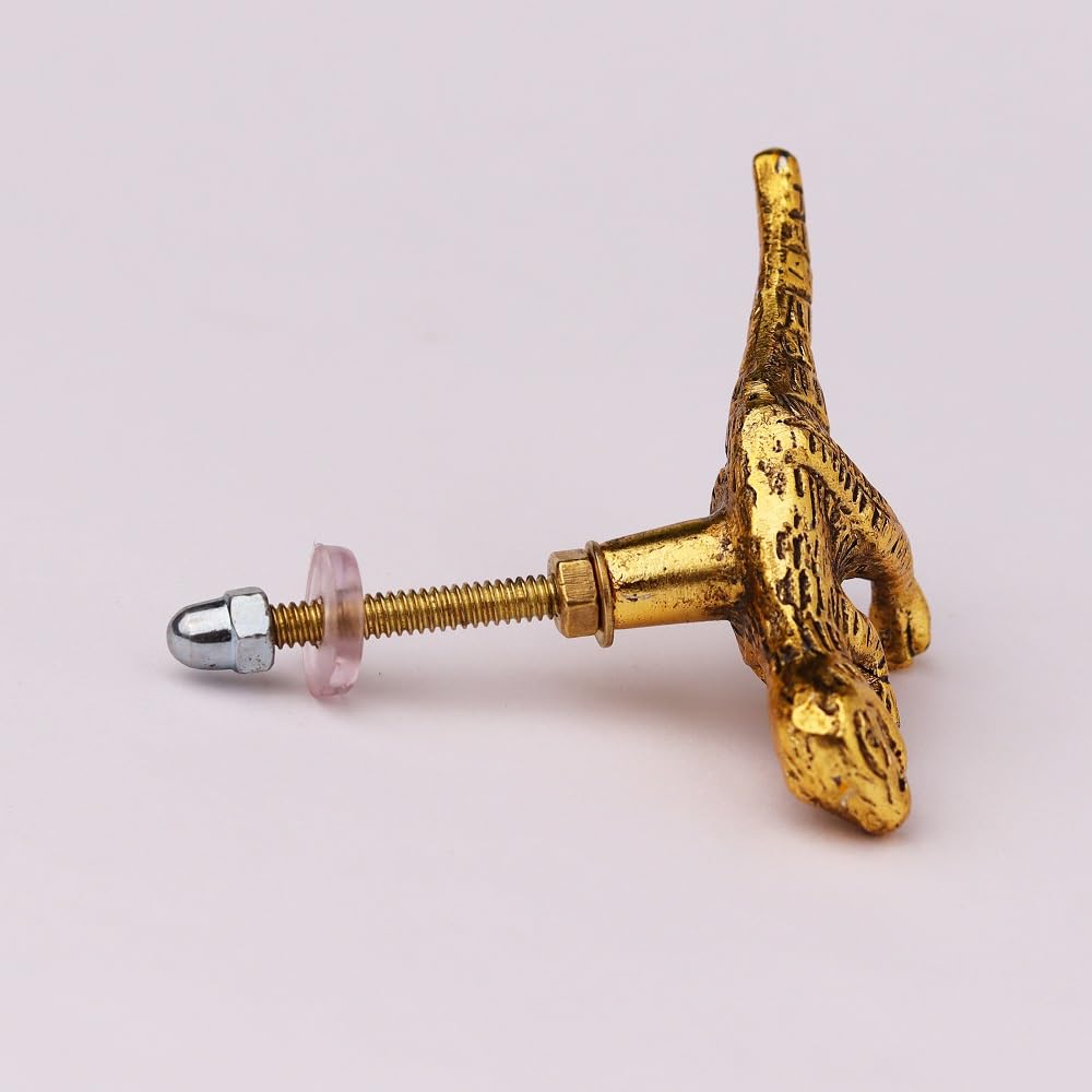 Indian Shelf 6 Pieces Cute Gold Dinosaur Drawer Knobs Kids Decorative Wardrobe Cupboard Door Knobs Pulls Handles for Home Furniture