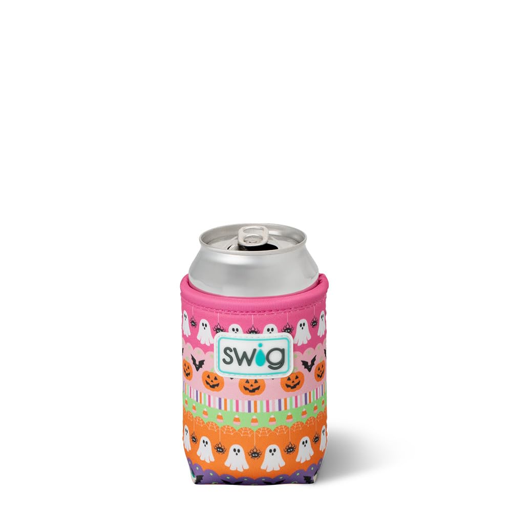 Swig Life Standard Can Coolie, Halloween 12oz Can Holder, Neoprene Insulated Cup Cooler with Pocket, Cup Covers for Standard 12 oz Beer Bottles, Beach Accessories for Women (Trick or Treat)