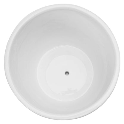 MyGift 7 Inch Round White Ceramic Plant Pot with Drainage Hole and Attached Saucer, Modern Decorative Embossed Sunburst Planter Container for Indoor Home Garden