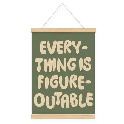 STHTTSW Everything is Figureoutable Inspirational Wall Art Poster Hanger with Wooden Frame，Positive Affirmations Wall Decor, Motivational Wall Art for Home Office Classroom, 12x16 Inch