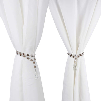 SUQ I OME 1 Pair of Luxury Crystal Beaded Magnetic Curtain Tieback and Holdback Curtain Clips Curtain Buckle Curtain Holder Blingbling Curtain Holdbacks for Drapes,Gray