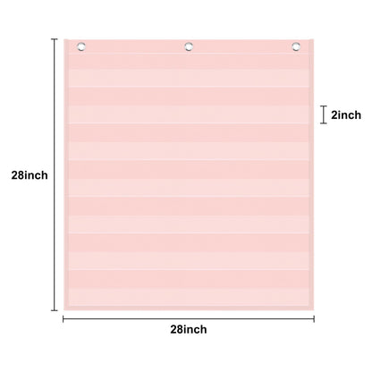 Godery Pink 7 Pocket Chart for Classroom (28" x 28")(Pink)