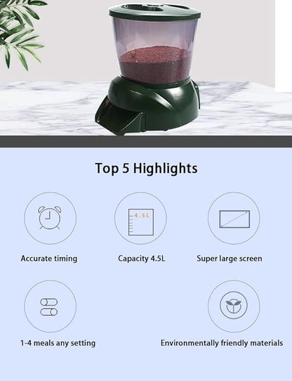 Automatic fish feeder for pond, Pond feeder, Automatic koi fish feeder for pond outdoor, Fish feeder automatic dispenser For a vacation away and prevent sunstroke(4.5L-battery powered)