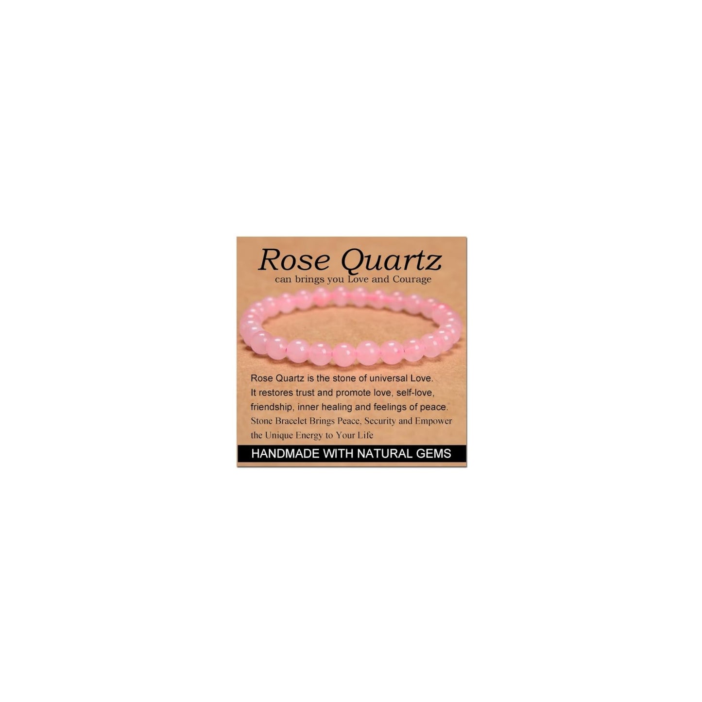 CHELYQST Rose Quartz Bracelet - Stone of Love and Courage,Stretch Natural Stone Crystal Beads Jewelry Gifts for Women Men Unisex Adult,6mm