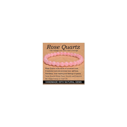 CHELYQST Rose Quartz Bracelet - Stone of Love and Courage,Stretch Natural Stone Crystal Beads Jewelry Gifts for Women Men Unisex Adult,6mm