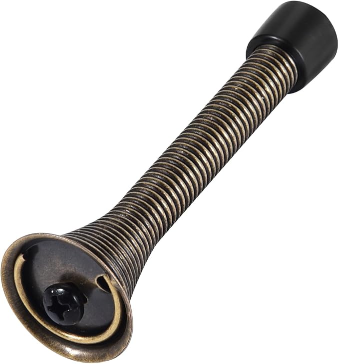 KISEER 12 Pack Spring Door Stops 3 1/4 Inch Flexible Heavy Duty Spring Door Stopper with RustProof Screw Rubber Bumper Tips (Oil Rubbed Bronze)
