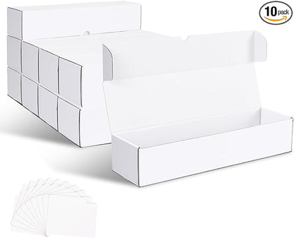 PHAREGE 10 Pack Trading Card Storage Boxes All White for 4000 PC 35pt Cards | 40 Dividers, Sport Card Storage, Card Shipping, Flat Bottom, Shape Well, Easy Fold, Easy Open, DIY Cardboard, Self-locking