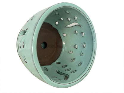 Beitewei Orchid Pots with Holes Round Ceramic Flower Container Succulent Plant Planter Butterfly Pot Saucer Windowsill Contemporary Home Decoration (6 Inch, Light Green)