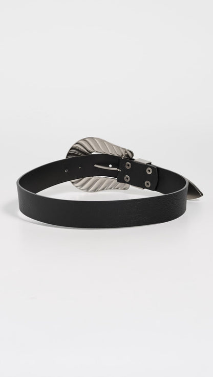 THE GREAT. Women's Stetson x The Big Buckle Belt, Black with Silver, Small