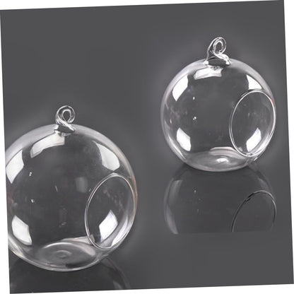 Cabilock 4pcs Hanging Glass Terrarium Shape Container for Plants Home Decor Wedding Decoration Flat Base Design
