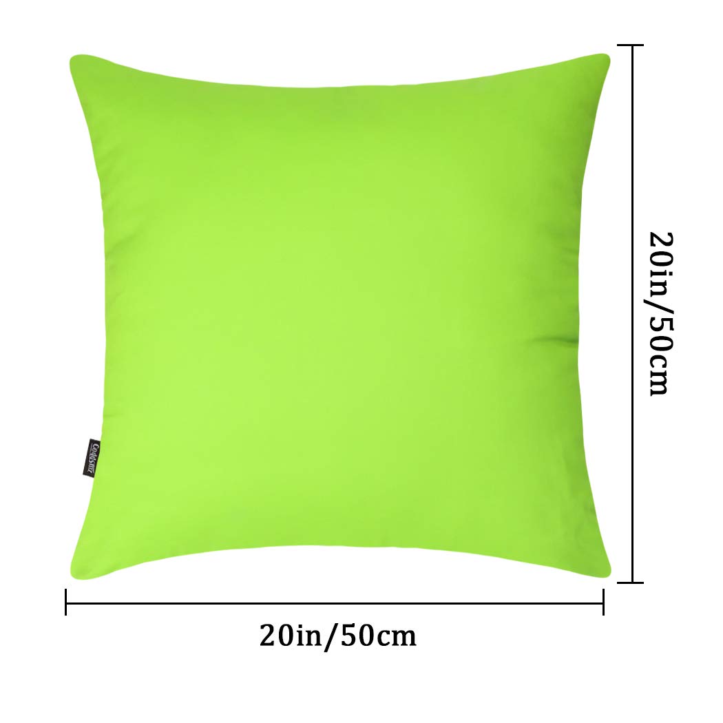 Coddsmz 6 Pack Decorative 100% Cotton Pillow Covers Square Cushion Cover Solid DIY Throw Pillowcase for Home Bed Sofa Halloween Christmas,Light Green,6 Pack-20" x 20"/50x50cm
