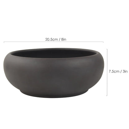 Bonsai Pot 8" Unglazed Round Ceramic Succulent Planter + Drainage Screen
