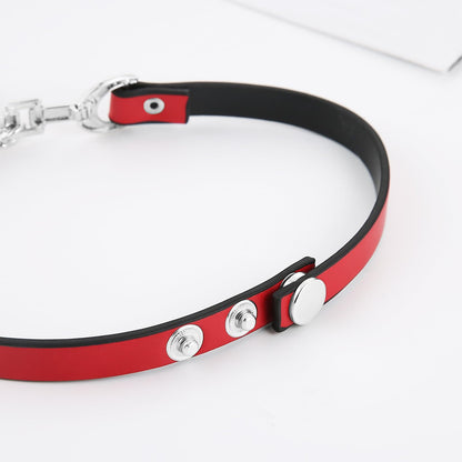 Cherry Pendant PU Leather Collar For Women Red Black Contrasting Cute and Cool Style Decorative Accessories（Cherry）
