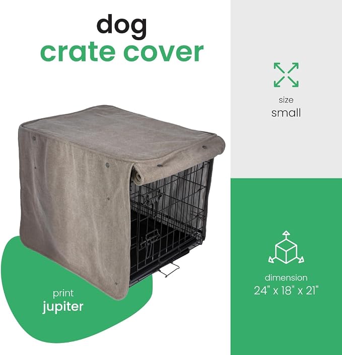 Molly Mutt Jupiter Dog Crate Cover, GOTS-Certified 100% Organic Cotton Canvas Cover for Dog or Puppy Kennel and Cage, Washable, Free of Harmful Chemicals, Small, Fits 24"x18"x21" Crate