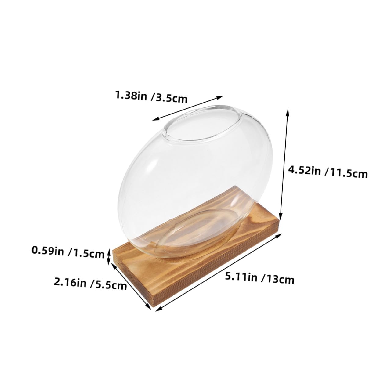 HYTROVE 2Pcs Hydroponic Glass Vase with Wooden Base, Propagation Planter for Indoor Plants, Desktop Terrarium Station for Home and Office Decor