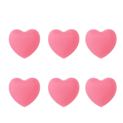 LC LICTOP 1.54 Inch Pink Heart Soft Rubber Drawer Knobs 6pcs, Warm Style Cabinet Knobs for Cabinets, Cute Drawer Pulls Handles with Screws for Dresser Wardrobe Closet