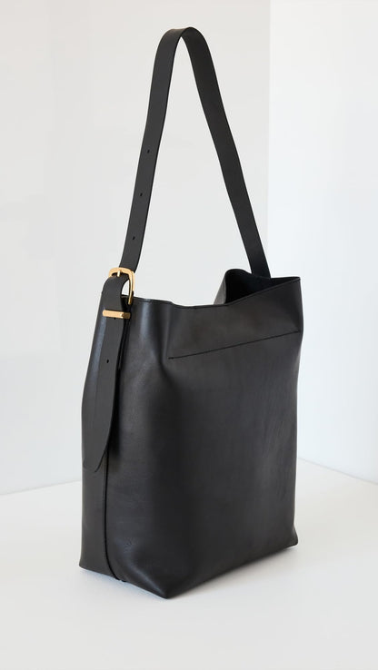 Madewell Women's The Essential Bucket Tote in Leather, True Black, One Size