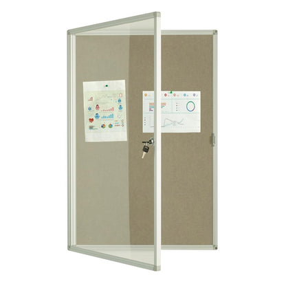 Boardest Enclosed Lockable Felt Bulletin Board 36x24 Inches - Notice Board with Acrylic Door & Keys - Silver Aluminum Frame Wall Mount Display Case for School, Office & Church