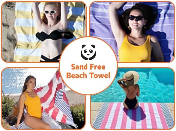 HAVLULAND Turkish Beach Towels, Oversized 40"x72" Turkish Bath Towel, Highly Absorbent Quick Dry Sand Free Beach Towels for Beach Pool Spa Gym Yoga Travel Camping Picnic Blanket - Beige